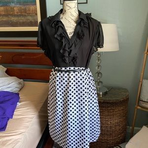 Black with polka dot skirt with belt